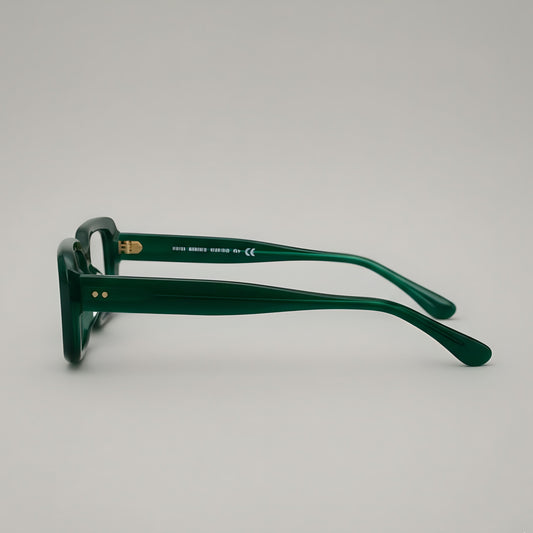 Deep Emerald Green Sculpted Square Optical Frames – Bold Handcrafted Acetate Eyewear