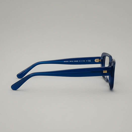 Navy Blue Sculpted Square Optical Frames – Bold Handcrafted Acetate Eyewear