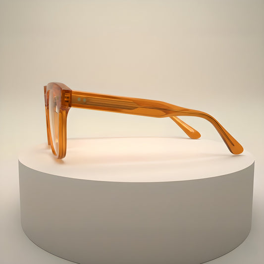 Amber Heritage Sculpted Square Optical Frames – Bold Handcrafted Acetate Eyewear