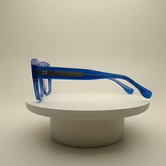 Ocean Translucent Square Optical Frames – Bold Handcrafted Acetate Eyewear in Deep Blue