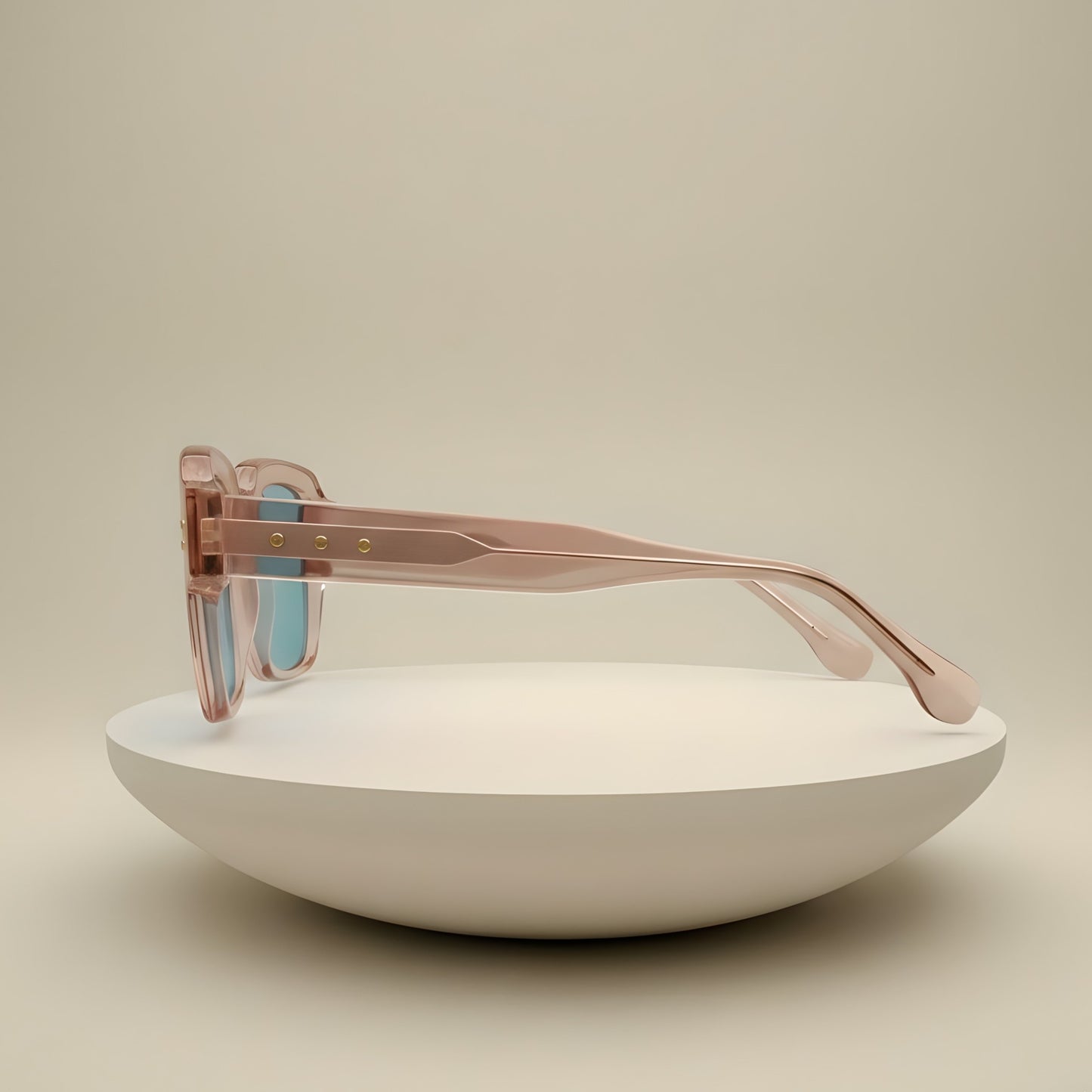 Rose Quartz Colored Translucent Square Optical Frames – Handcrafted Bold Acetate Eyewear