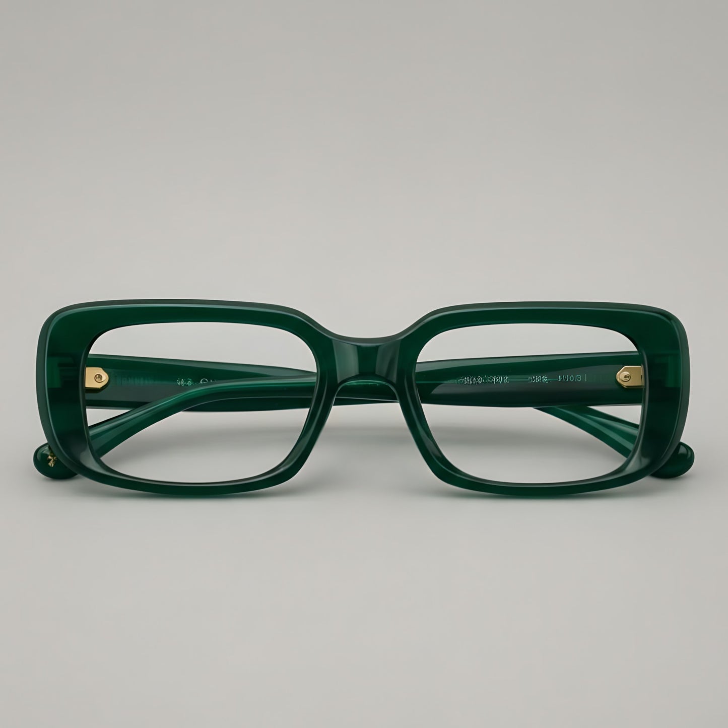 Deep Emerald Green Sculpted Square Optical Frames – Bold Handcrafted Acetate Eyewear