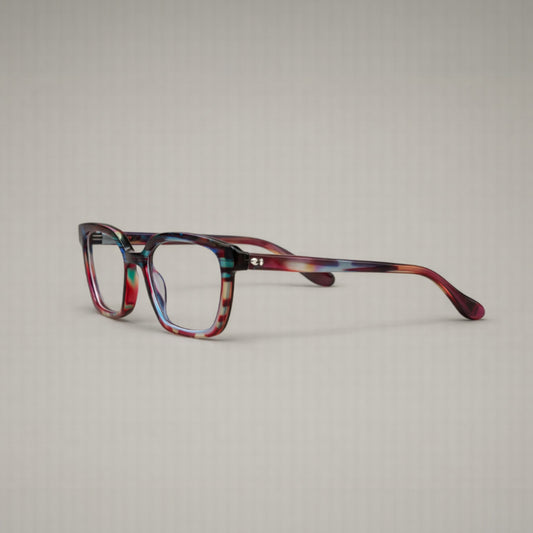 Artisan Monolith Prism Mosaic Frames — Sculpted Multi-Tone Geometric Eyewear