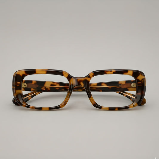 Amber Heritage Sculpted Square Optical Frames – Bold Handcrafted Acetate Eyewear