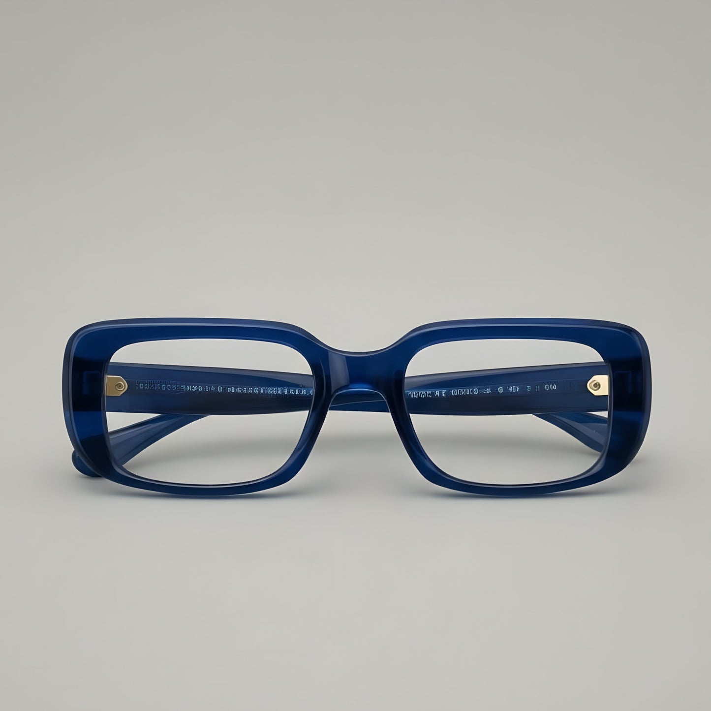 Navy Blue Sculpted Square Optical Frames – Bold Handcrafted Acetate Eyewear