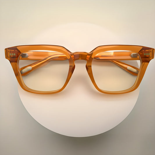 Amber Heritage Sculpted Square Optical Frames – Bold Handcrafted Acetate Eyewear