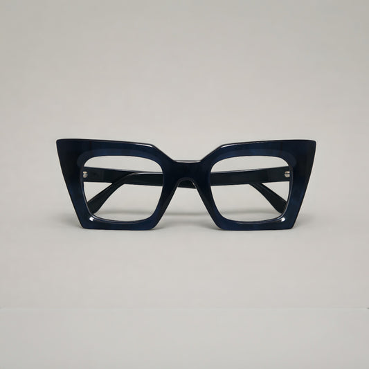 Artisan Monolith Midnight Cobalt Square Frames — Sculpted Dual-Tone Optical Eyewear