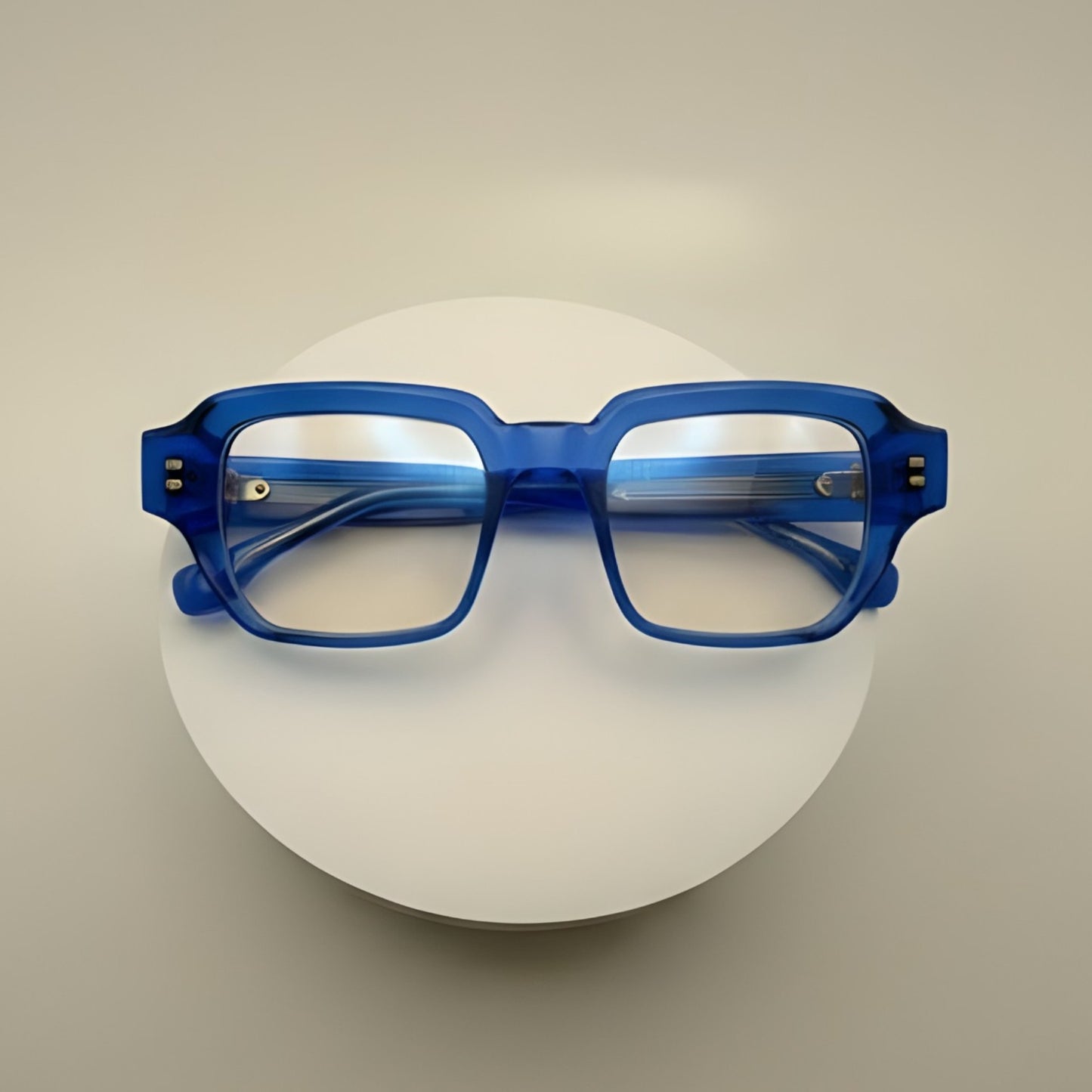 Ocean Translucent Square Optical Frames – Bold Handcrafted Acetate Eyewear in Deep Blue