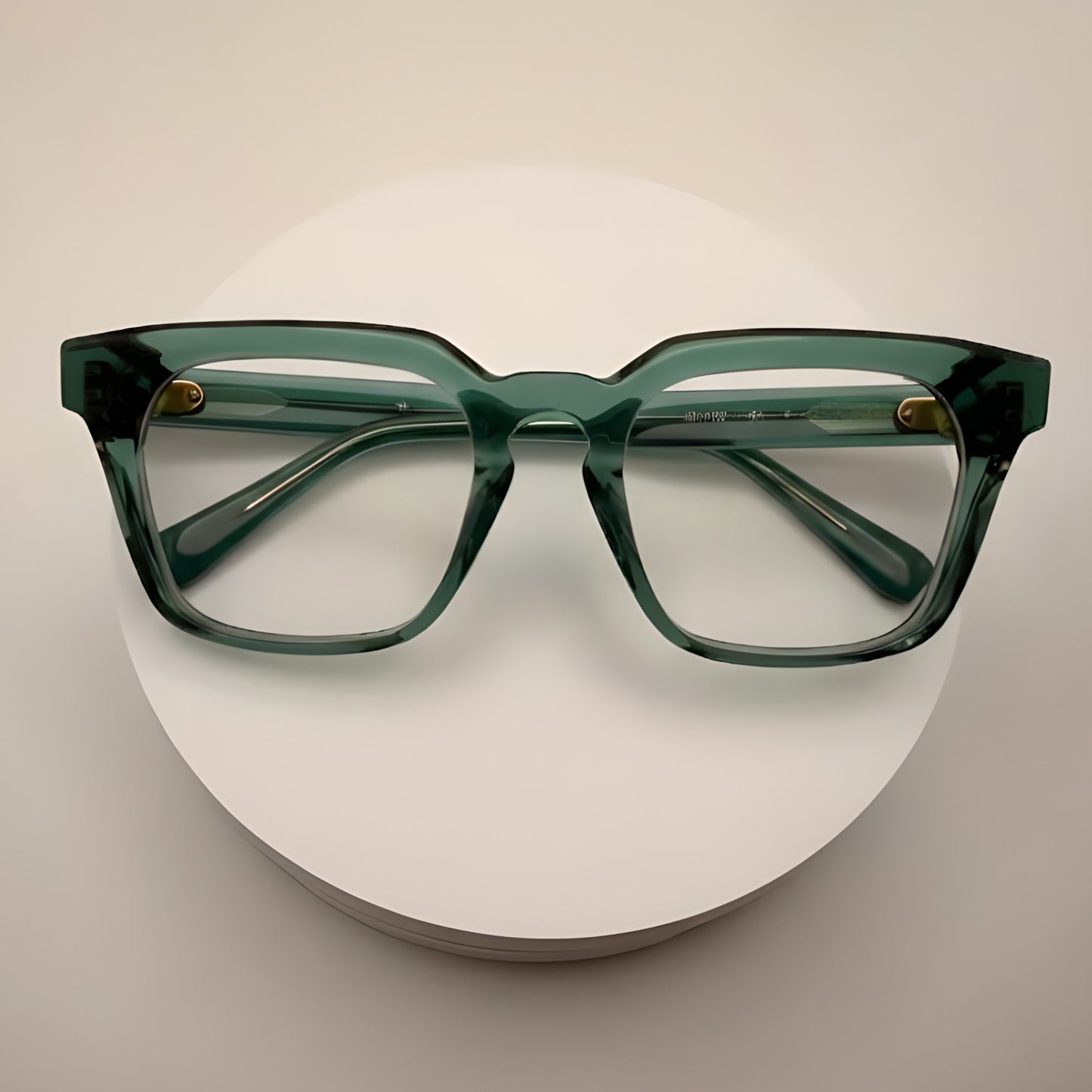 Emerald Translucent Square Optical Frames – Bold Handcrafted Acetate Eyewear in Forest Green