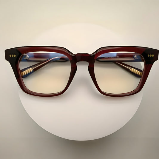 Deep Crimson Heritage Square Optical Frames – Handcrafted Bold Acetate Eyewear in Rich Burgundy