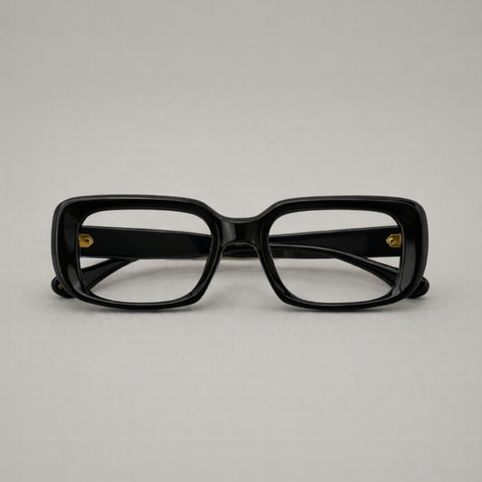Onyx Sculpted Square Optical Frames – Bold Handcrafted Acetate Eyewear in Classic Black